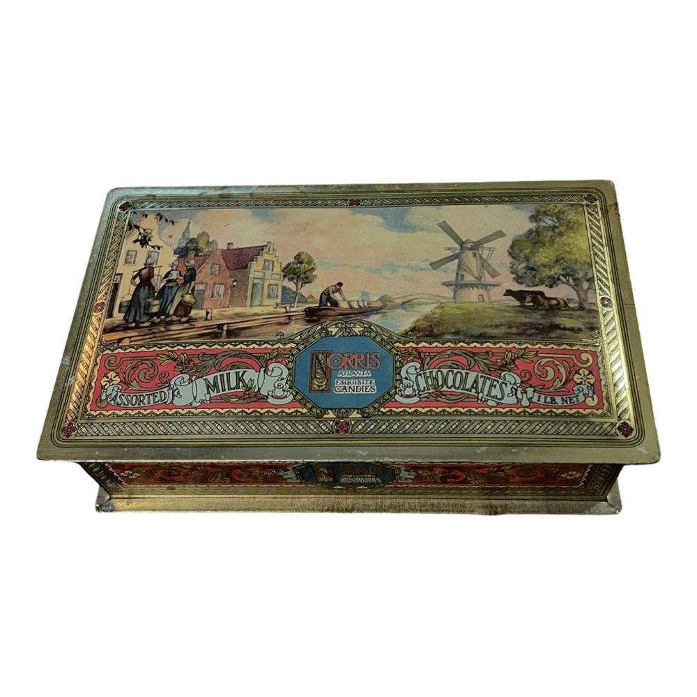 ✨ Vintage Norris Exquisite Candies Tin – Dutch Windmill Scene ✨ - Picture 3 of 10